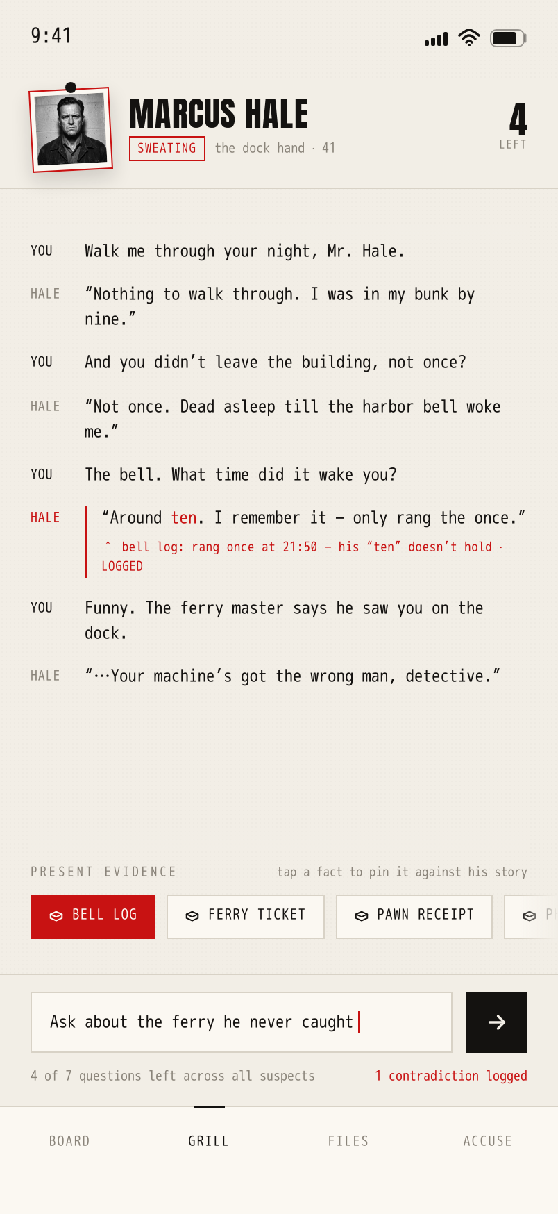 Cross Examination screen